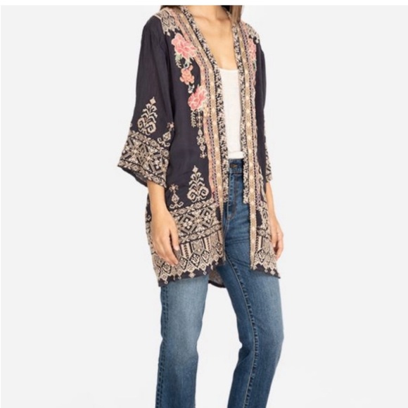 Johnny Was EUC Helena Kimono, Floral Embroidered size Medium - Picture 10 of 13